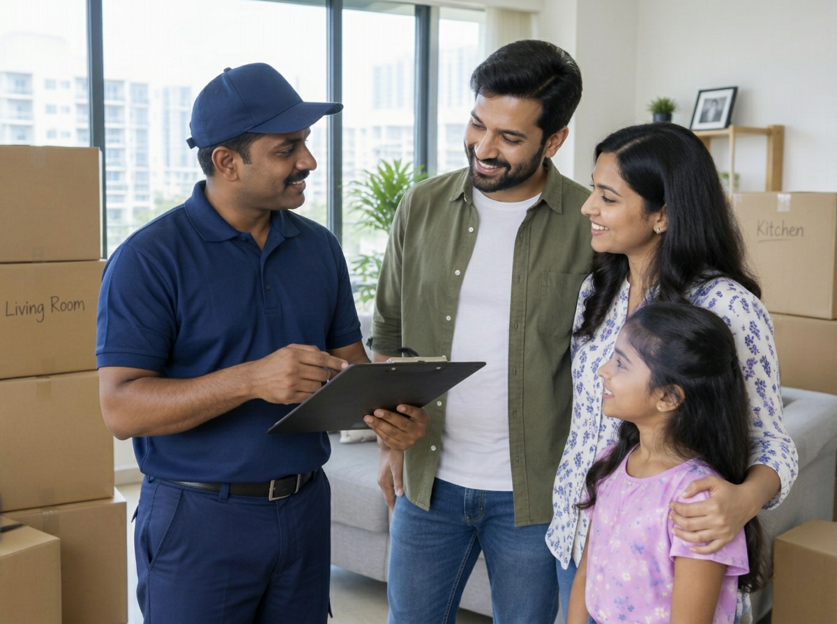Mover planning a house shift with a family