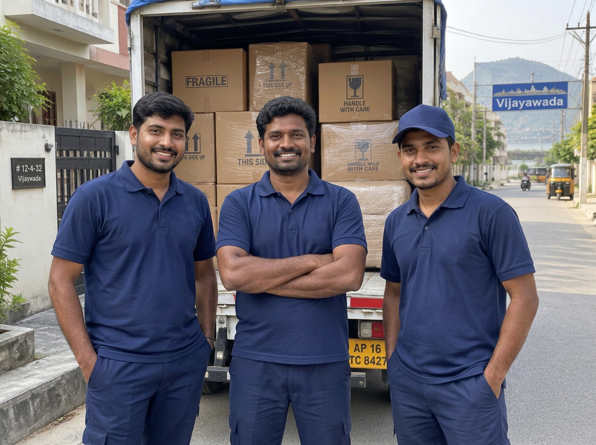 MVR moving team standing in front of a loaded truck